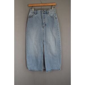 ROLLA'S Denim Skirt Aussie 8 Light Blue Wash Size 26 Front Slit 90's